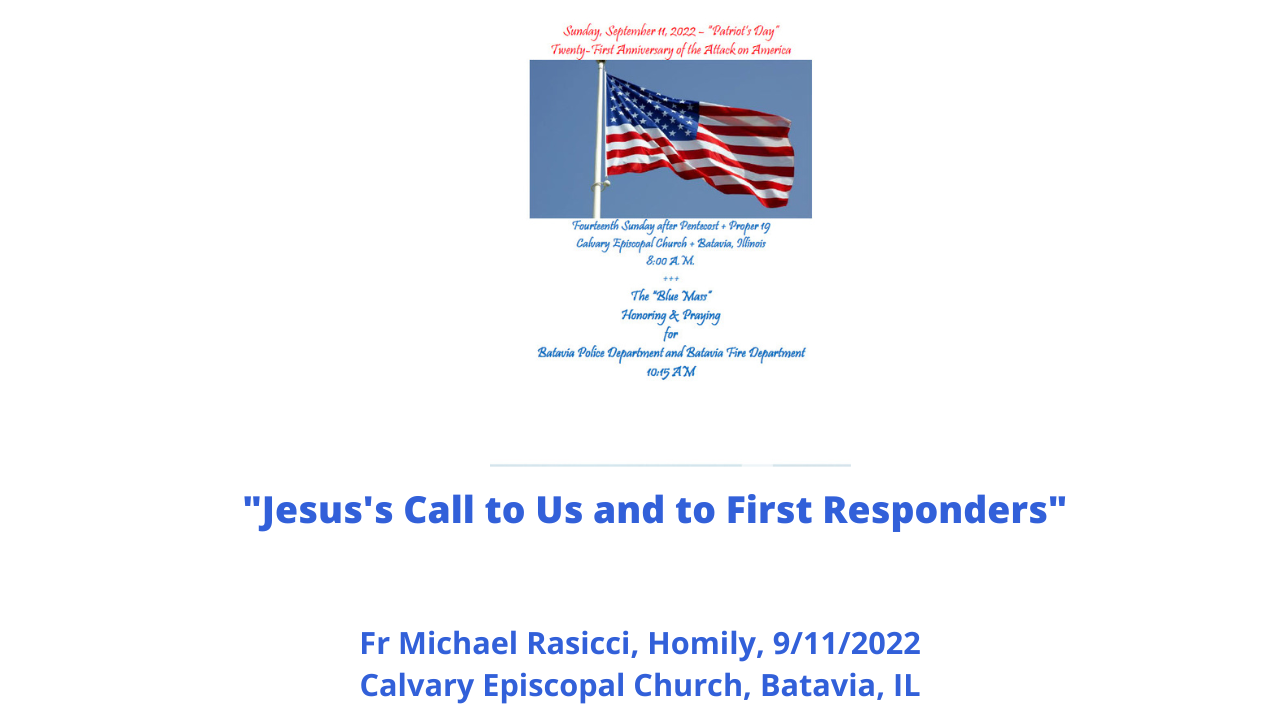 Jesus's Call to Us and to First Responders