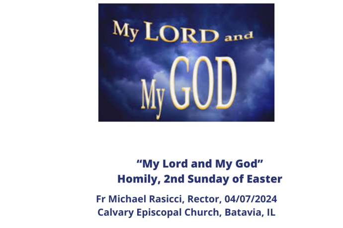 My Lord and My God--Homily--2nd Sunday of Easter